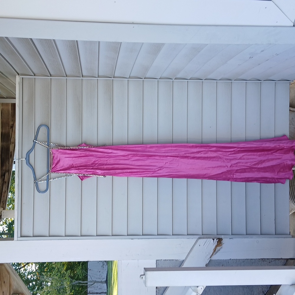 L'AGENCE Pink Satin Maxi Slip Dress with Chain Straps - Picture 5 of 7